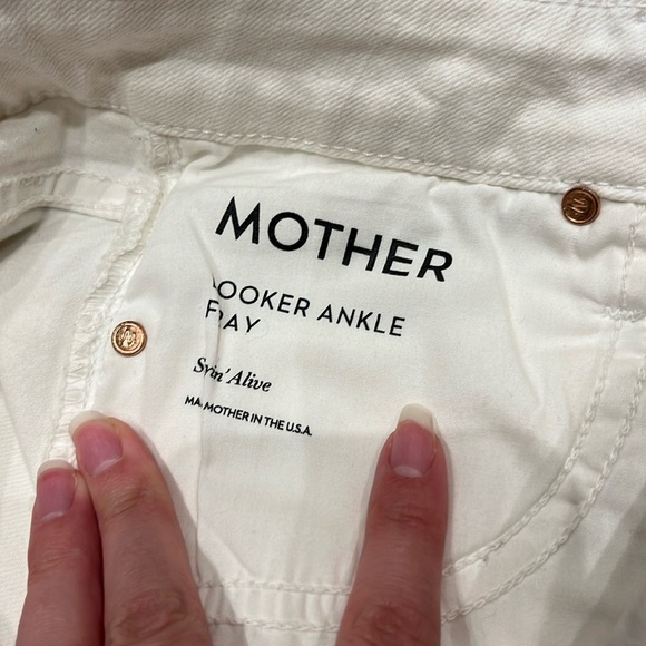 Mother The Looker Ankle Fray Stayin' Alive White Jeans Size 25 - Picture 4 of 11
